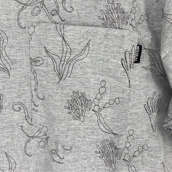 Molokai Surf Co Mens Size XL Button Down Shirt Gray Under the Sea Print Shirt - Picture 5 of 5